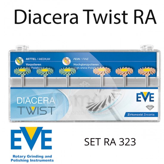 EVE Dental Diacera Twist RA 323 Zirkonya Elmas Parlatma Sistemi 6'lı - Spiral Polisaj Lastiği