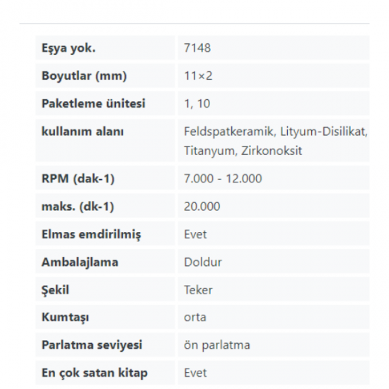 EVE Dental Diapol HP7148 Piyasemen için Porselen Cila Lastiği